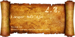 Langer Nádja névjegykártya
